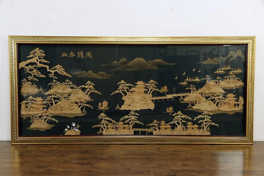 Main image of Chinese Imperial Gardens Scene Traditional Vintage 10' Cork Art Picture