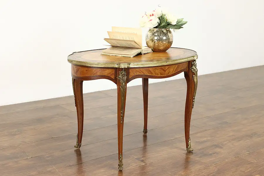 Main image of French Renaissance Antique Tulipwood & Rosewood Marquetry Coffee Table