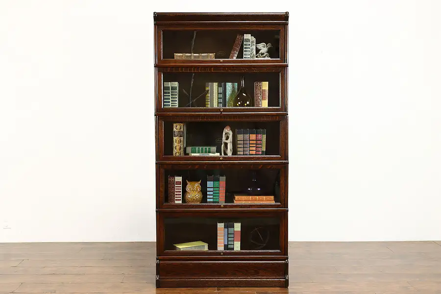 Main image of Arts & Crafts 5 Stack Antique Lawyer Library or Office Bookcase, Macey