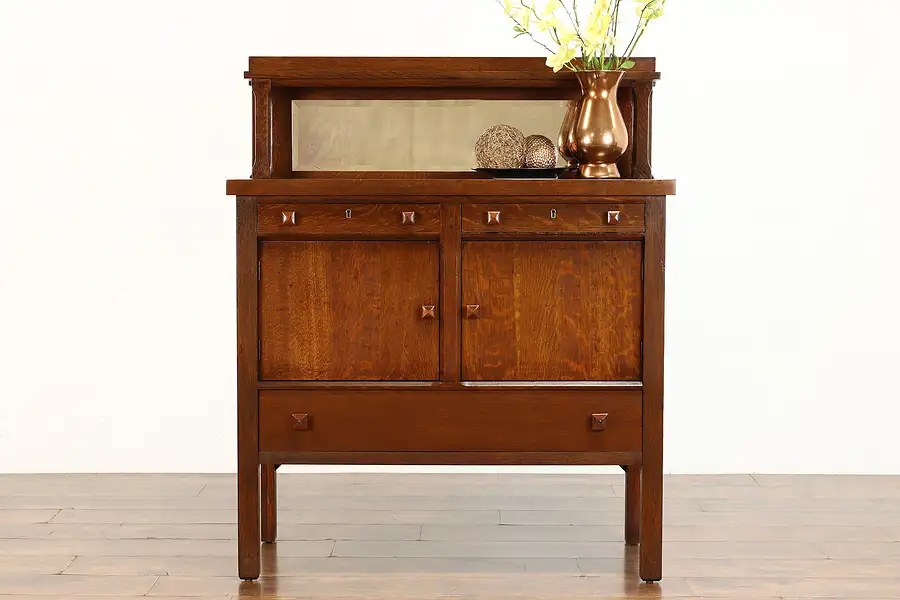 Main image of Arts & Crafts Mission Oak Antique Craftsman Sideboard, Server or Buffet