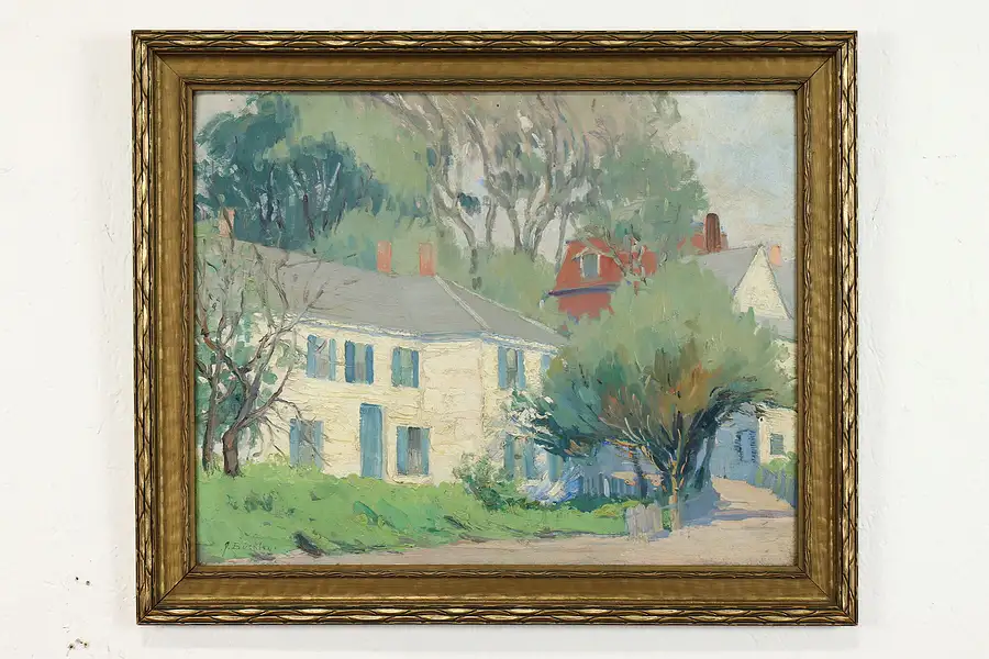 Main image of Street Scene with Houses, Vintage Original Oil Painting, Buckley 24"