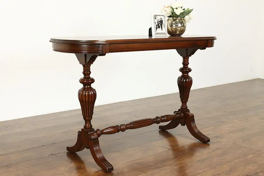 Main image of Traditional Tudor Style Antique Vintage Walnut Hall Console or Sofa Table