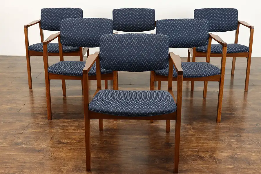 Main image of Set of 6 Midcentury Modern Walnut Dining, Office Chairs, Stow Davis