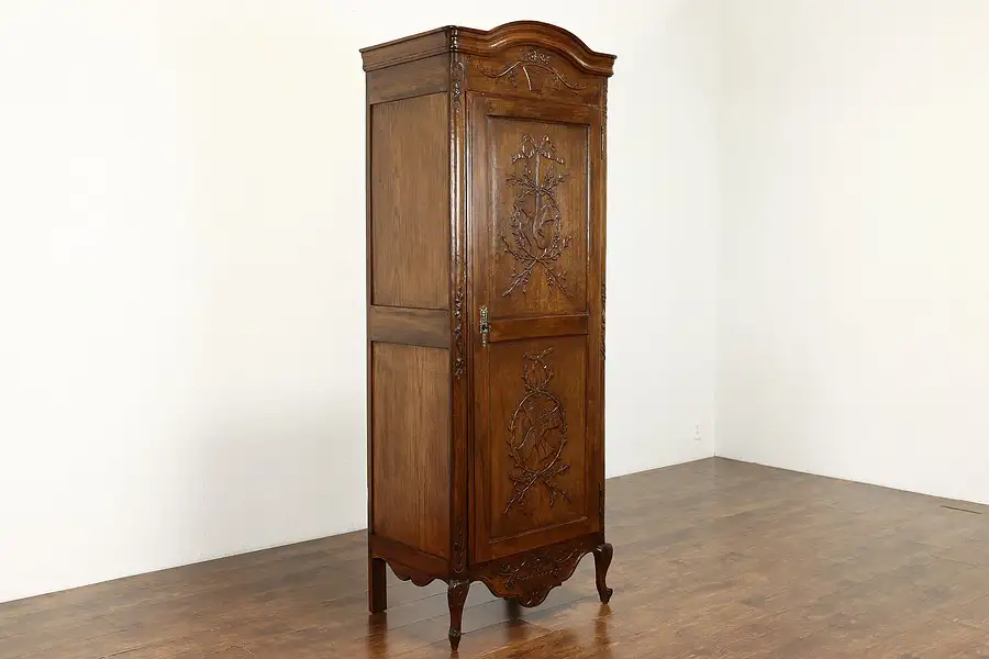 Main image of Country French Carved Chestnut Antique 1860 Armoire, Wardrobe or Closet