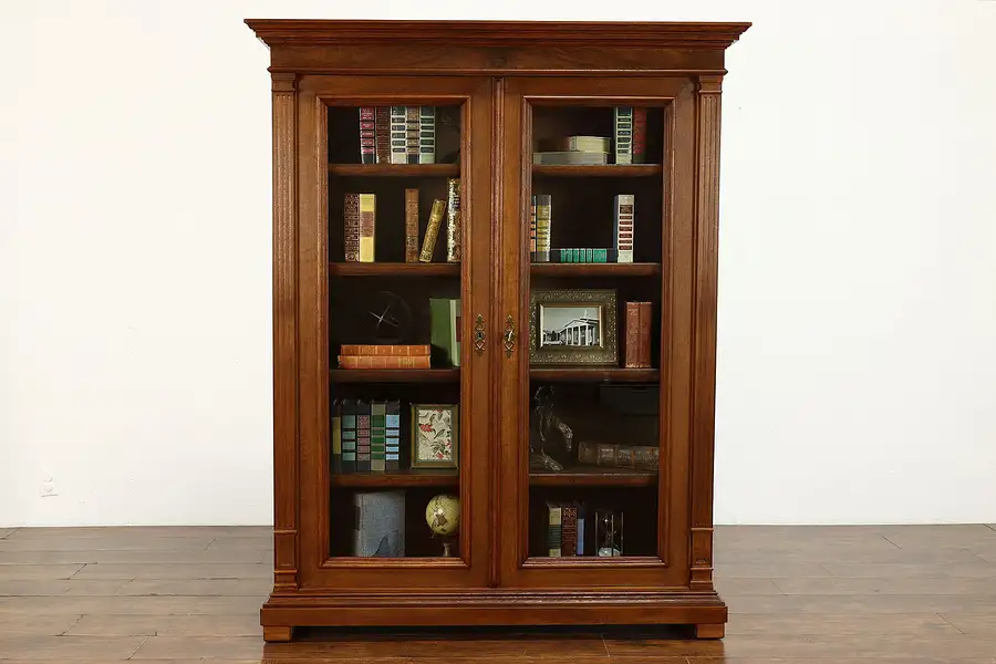 Main image of Victorian Antique Austrian Walnut Office or Library Bookcase