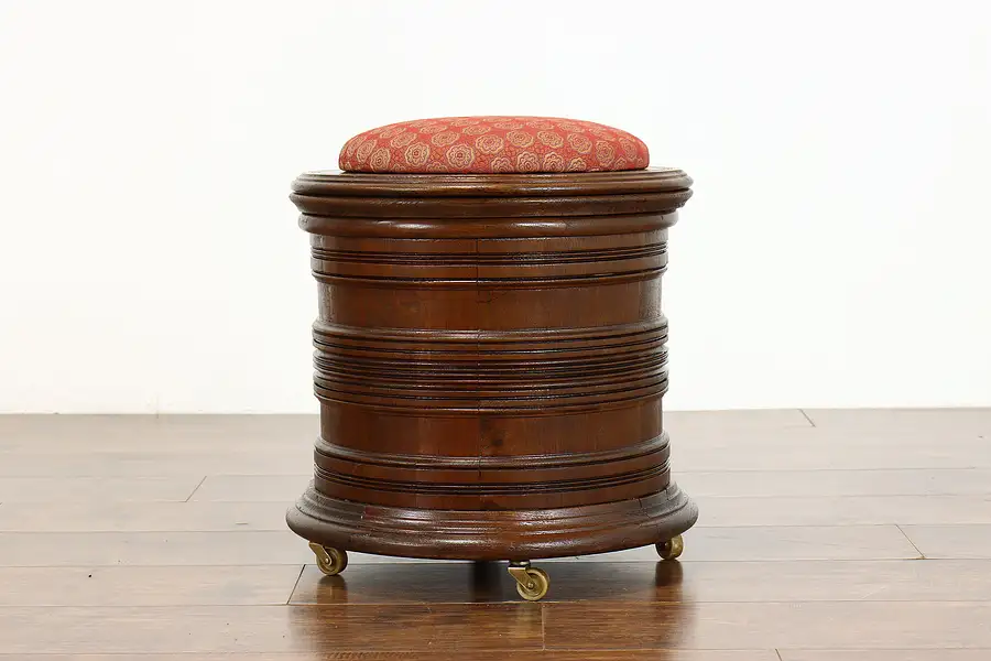 Main image of Victorian Eastlake Farmhouse Walnut Stool, Commode Chamber Pot Cartwright