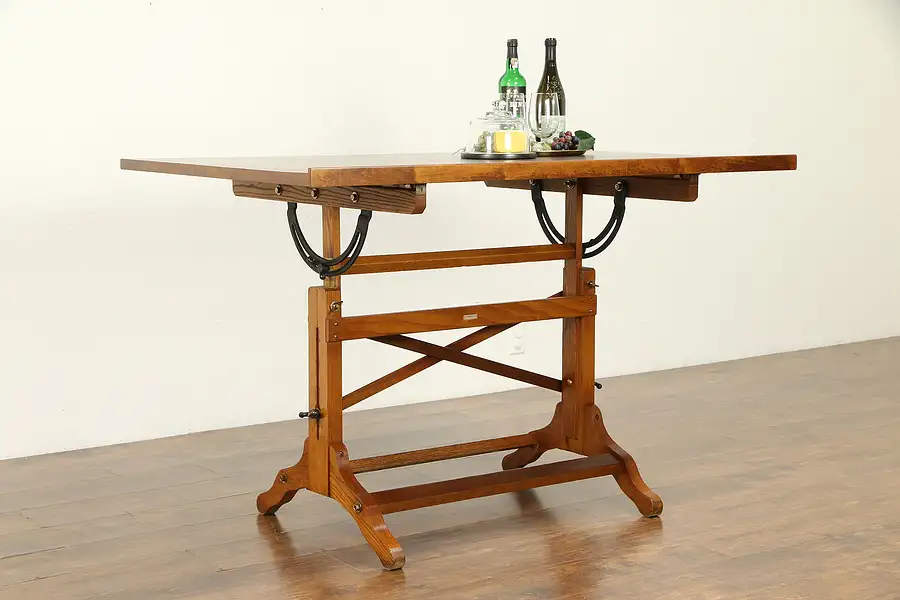 Main image of Drafting or Wine Table, Adjustable Vintage Artist Desk, Kitchen Island