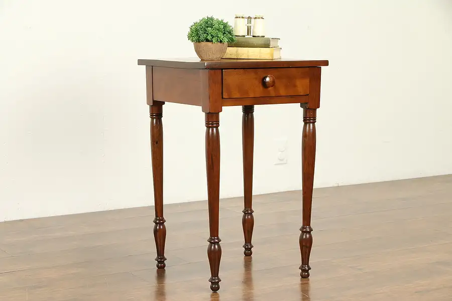 Main image of Sheraton Cherry Antique 1830 Nightstand, End or Lamp Table