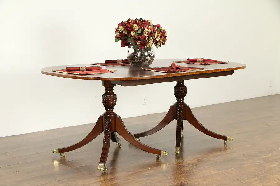 Main image of Mahogany Banded 70" Vintage Dining Table, Signed Councill