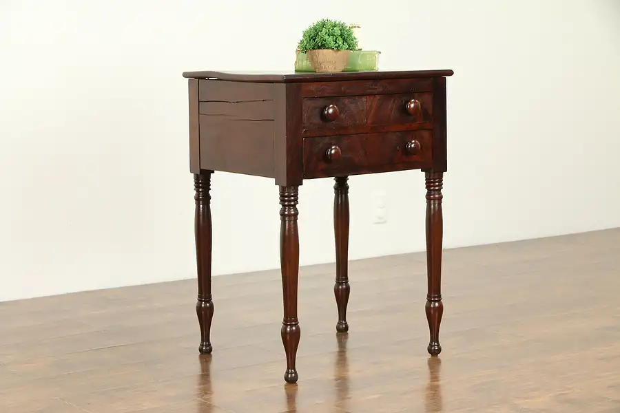 Main image of Sheraton Antique 1830 Mahogany Farmhouse End Table or Nightstand