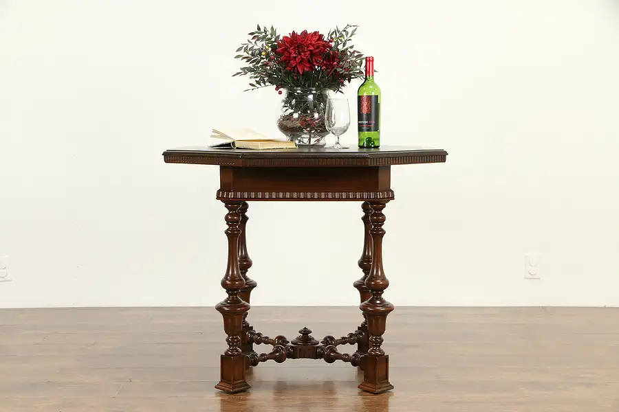 Main image of Tudor Octagonal Antique Walnut Hall Center or Lamp Table, Kittinger