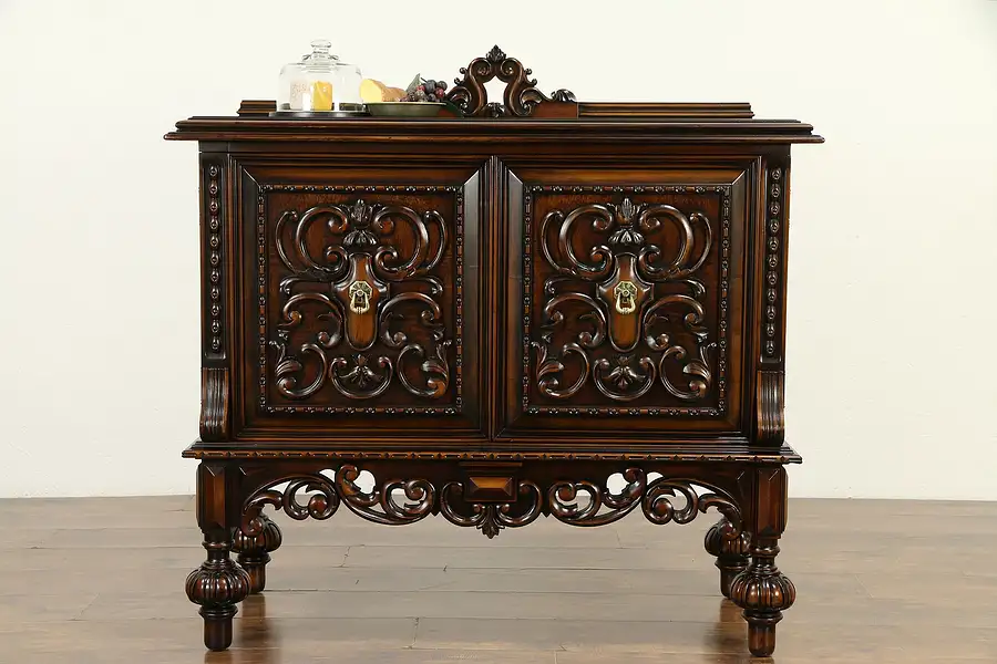 Main image of English Tudor Antique 1925 Hunt Board, Sideboard, Server, Console, Ottawa