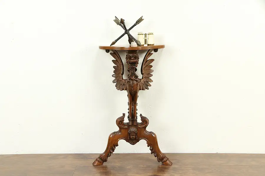 Main image of Wall Console Table, Antique, Carved Griffin & Head, Venice Italy B