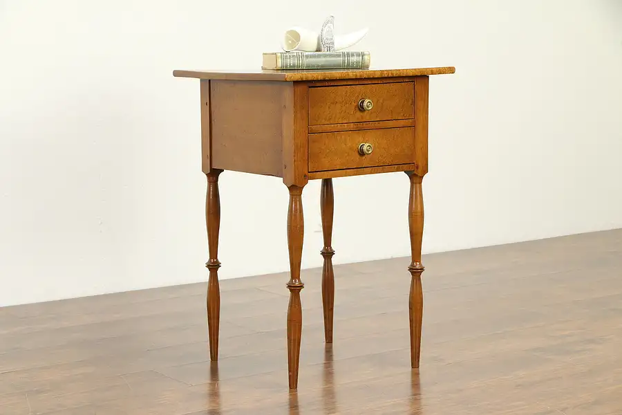 Main image of Curly Birdseye Maple Antique End Table or Nightstand