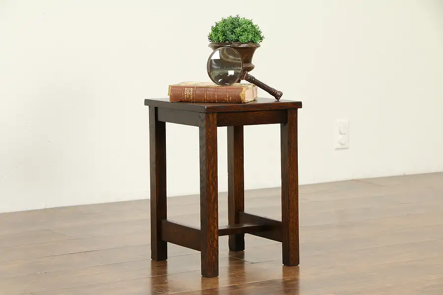 Main image of Arts & Crafts Mission Oak Antique Chairside Table Pedestal or Plant Stand