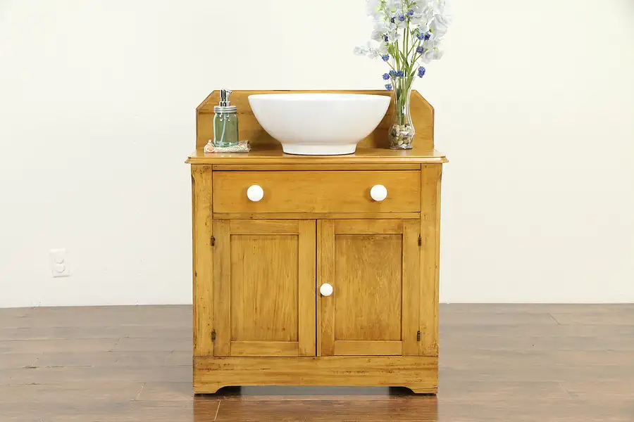 Main image of Victorian Farmhouse Antique Maple Washstand, Commode or Small Chest