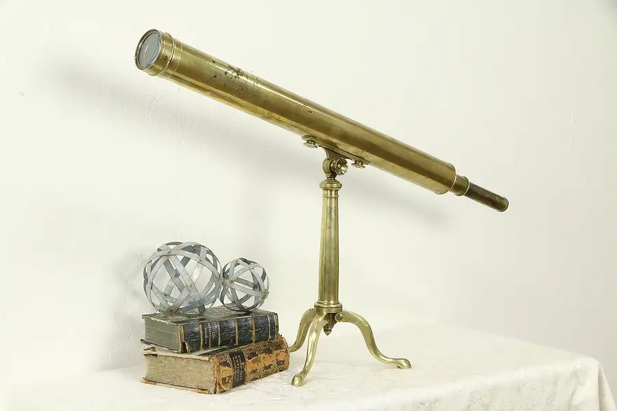 Main image of Brass Antique 1870 Tabletop Telescope, Folding Tripod Base