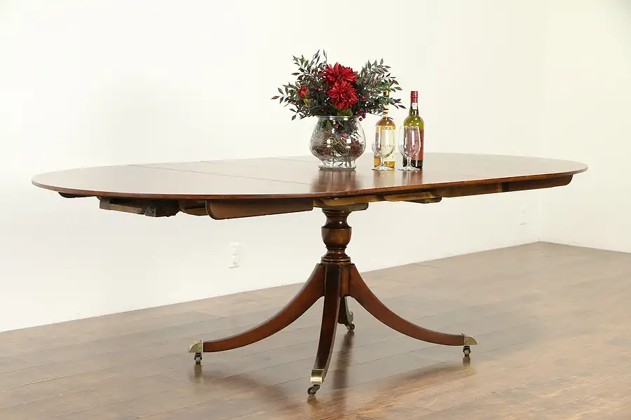 Main image of Cherry Oval Vintage Dining Table, 3 Leaves, Extends 8,' Signed Baker