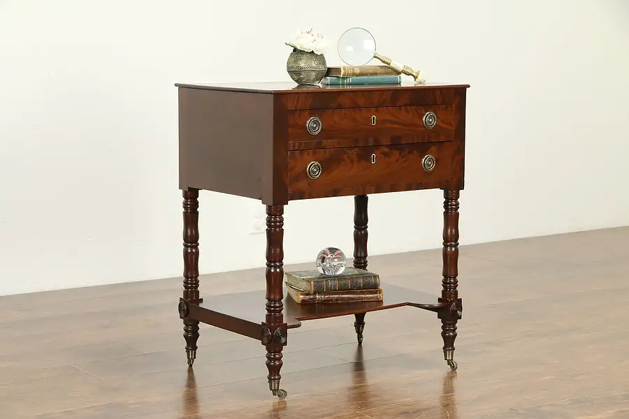 Main image of Sheraton Antique Flame Mahogany Nightstand, Lamp or End Table