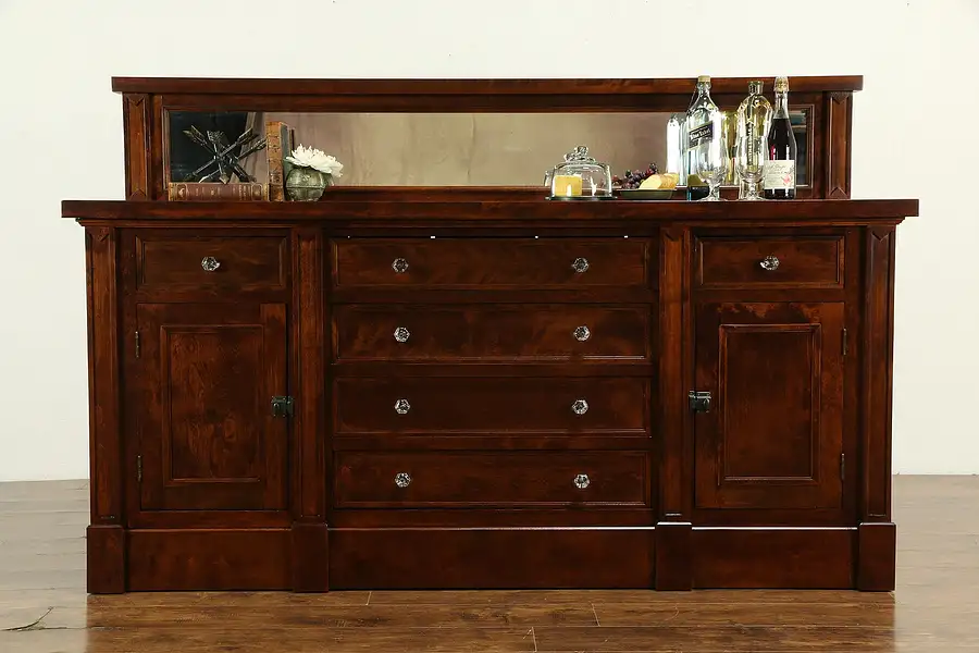 Main image of Craftsman 1910 Antique Sideboard, Server or Cabinet, Gallery & Mirror