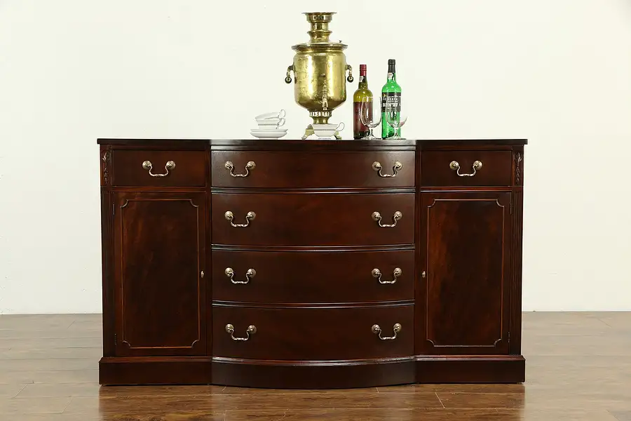 Main image of Traditional Mahogany Vintage Bowfront Sideboard, Server or Buffet