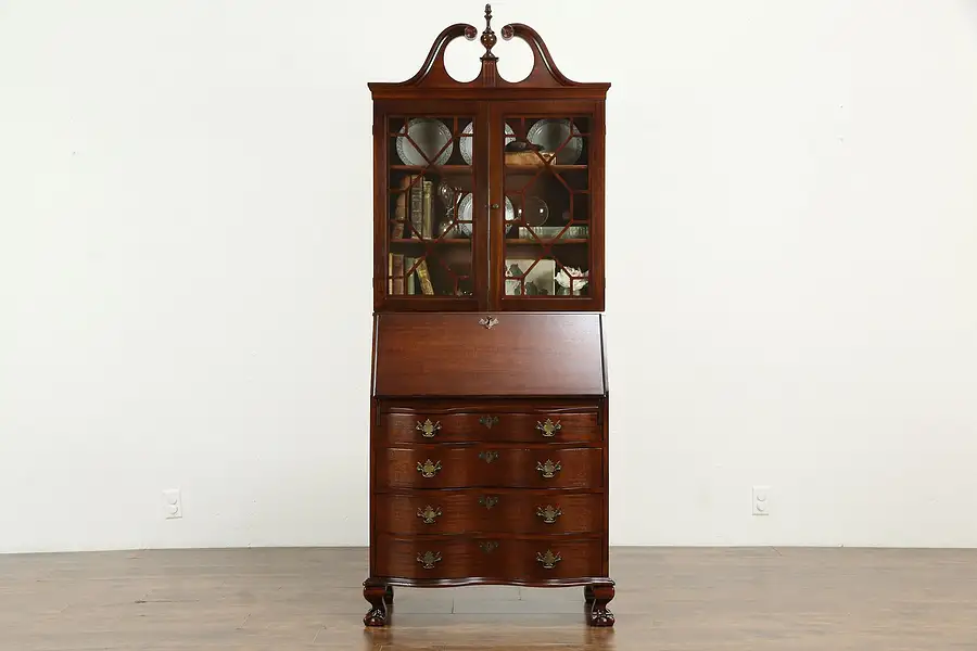 Main image of Traditional Vintage Secretary Desk & Bookcase, Claw Feet