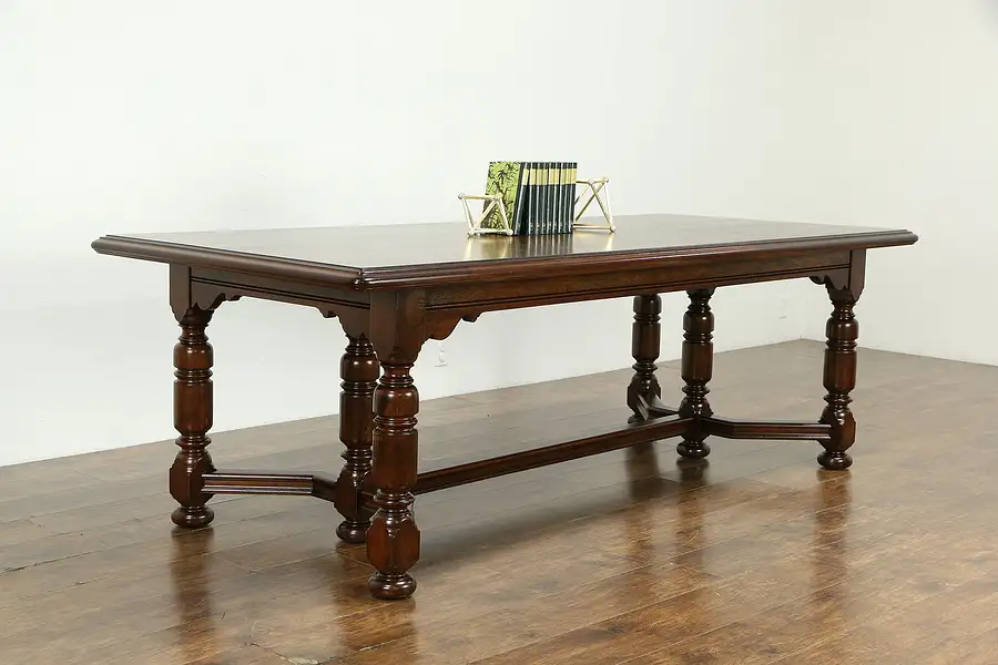 Main image of Tudor Design Antique Walnut Library, Dining or Conference Table, Desk