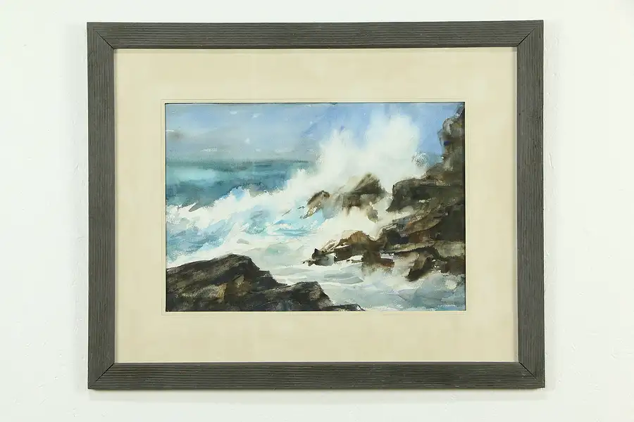 Main image of Point Lobos Carmel CA Vintage Watercolor Painting, Trotta