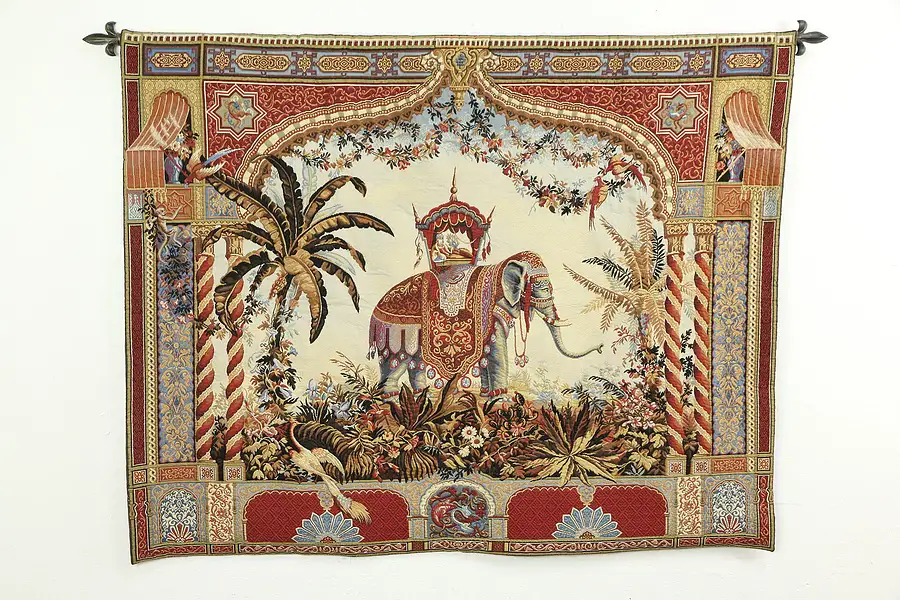 Main image of Tapestry with Elephant & Indian Princess, Hanging Rod