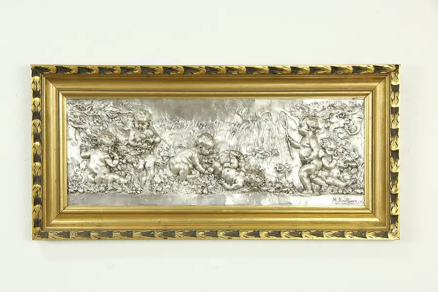 Main image of Cherubs or Angels Spanish Silverplate Relief Plaque, M. Benlliure