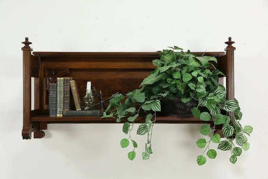 Main image of Walnut Victorian Eastlake Architectural Fragment, Wall or Mantel Shelf