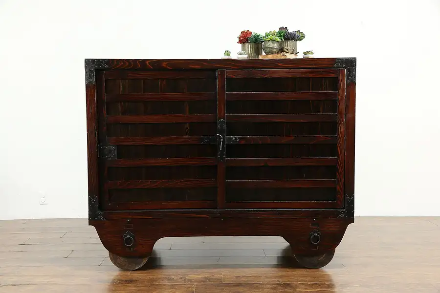 Main image of Japanese Kuruma Tansu Vintage Pine Wheeled Dowry Chest