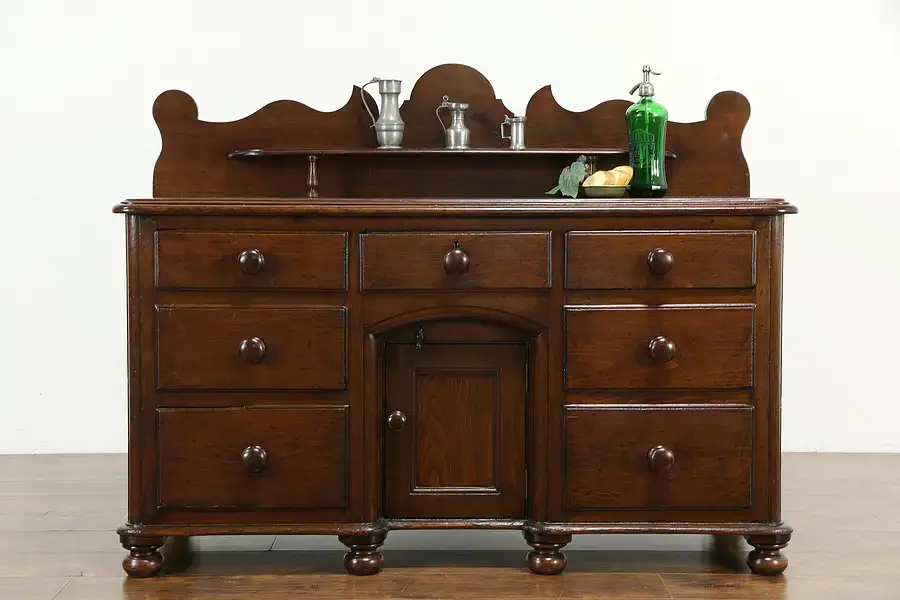 Main image of Irish Farmhouse Antique 1860 Country Pine Sideboard, Server or Buffet