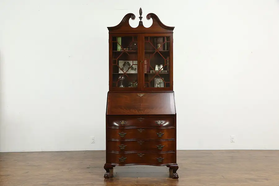 Main image of Traditional Georgian Vintage Mahogany Secretary Desk & Bookcase Scandia