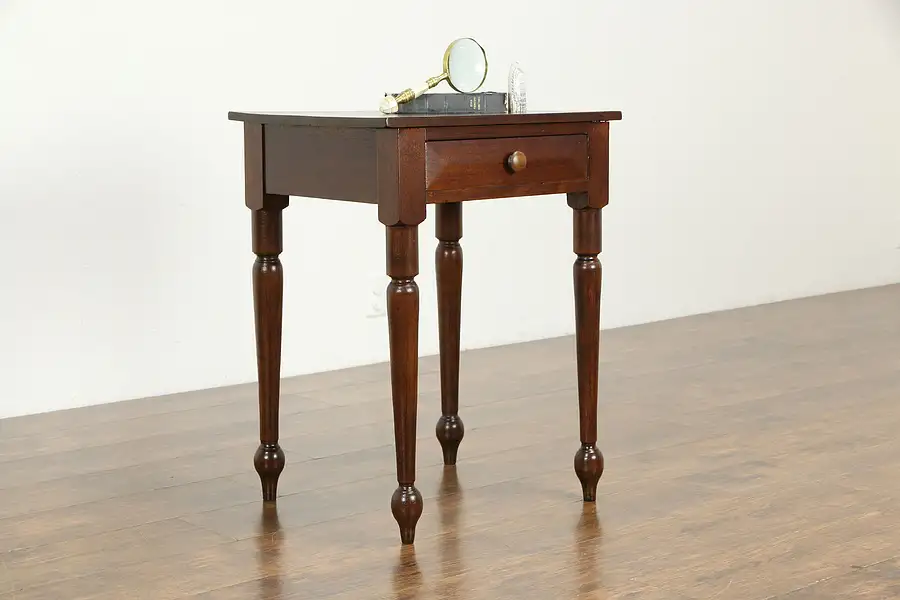 Main image of Sheraton Antique 1830's Walnut Nightstand or Lamp Table