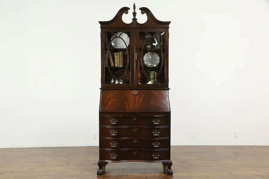 Main image of Traditional Georgian Vintage Mahogany Secretary Desk & Bookcase Jasper