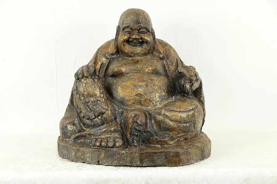 Main image of Sitting Buddha Hand Carved Chinese Sculpture, Old Painting