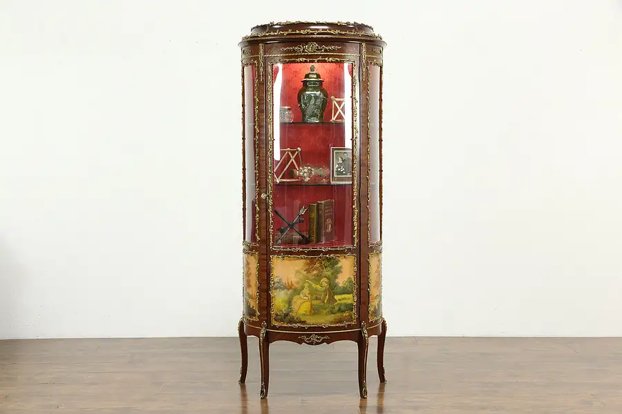 Main image of Louis XV French Design Vintage Vitrine or Curio Cabinet, Hand Painted