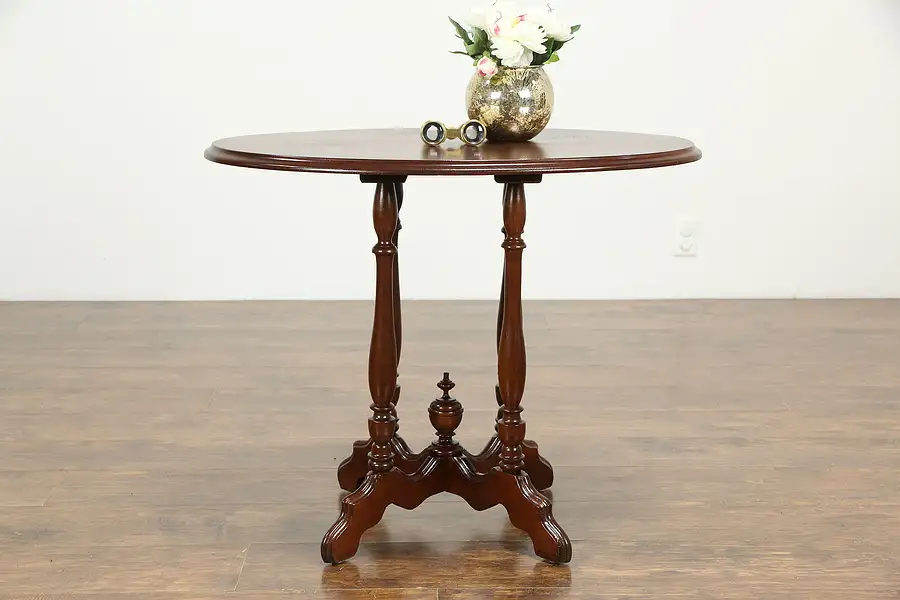 Main image of Victorian Antique Oval Walnut Parlor Lamp Table or Nightstand