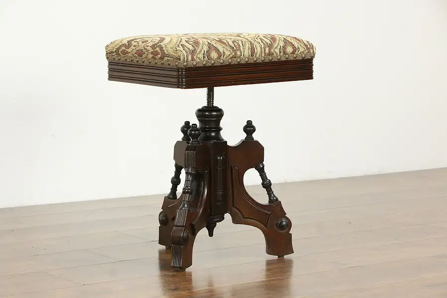 Main image of Victorian Antique Walnut Piano or Organ Swivel Stool, Grollman Chicago