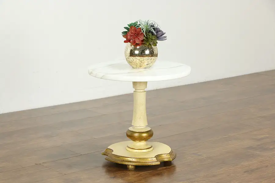 Main image of Hollywood Regency 1950 Vintage Marble Top Lamp or End Table