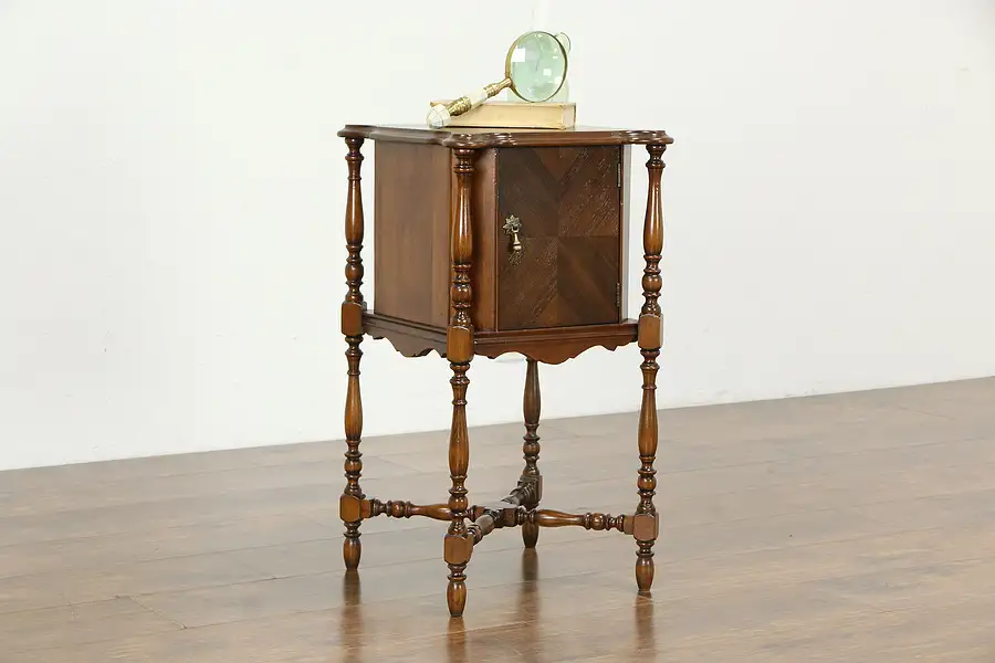 Main image of English Tudor Antique Smoking Stand or Chairside Table