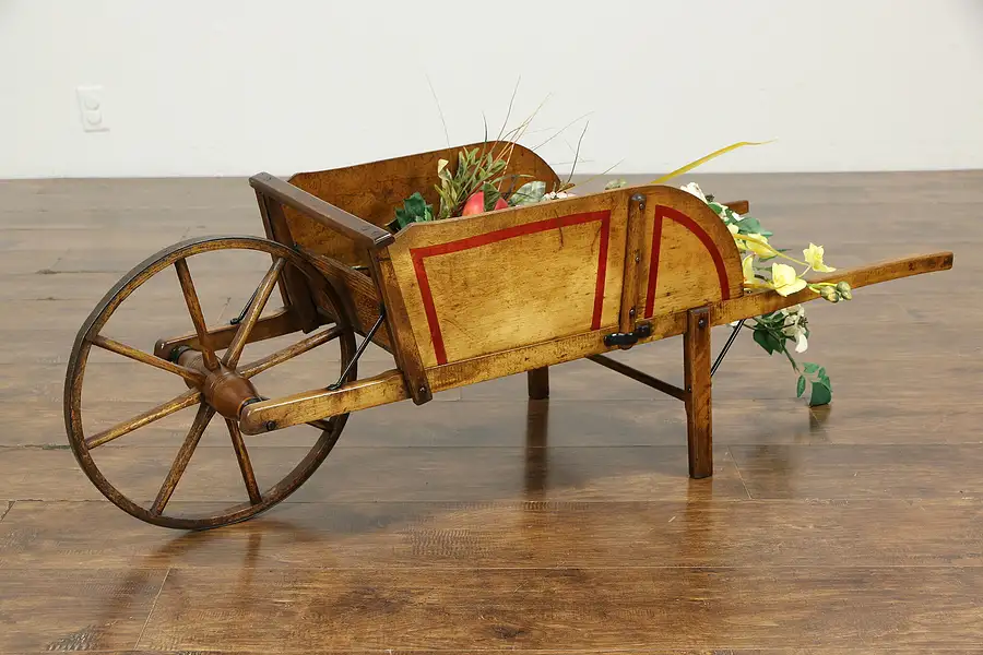 Main image of Victorian Antique Child Size Toy Wheelbarrow, Plant Stand