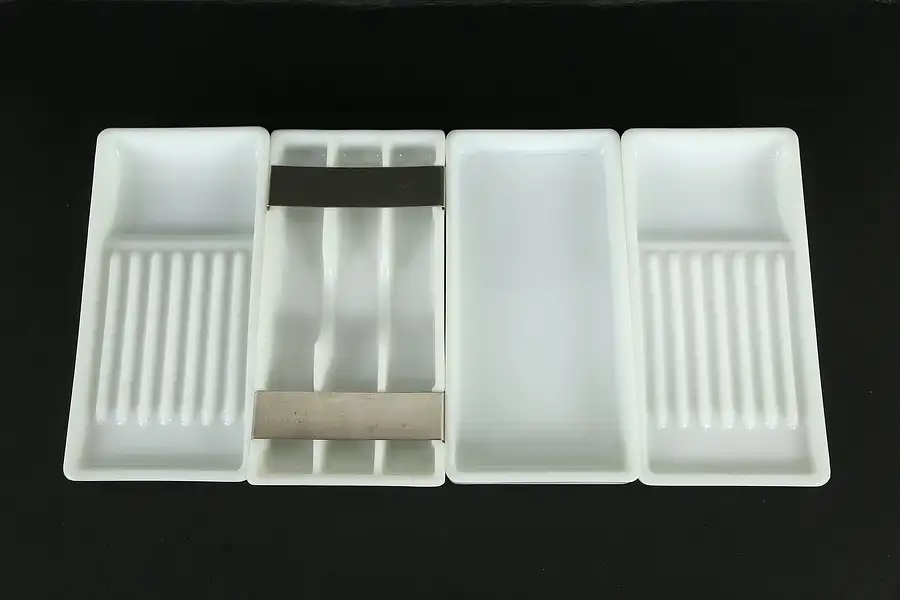 Main image of Antique Milk Glass Dental Trays, The American Cabinet Co.,Two Rivers