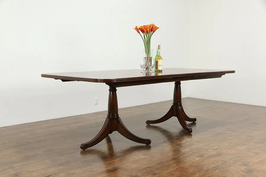 Main image of Mahogany Flame Grain Vintage 2 Pedestal Dining Table, Maitland Smith