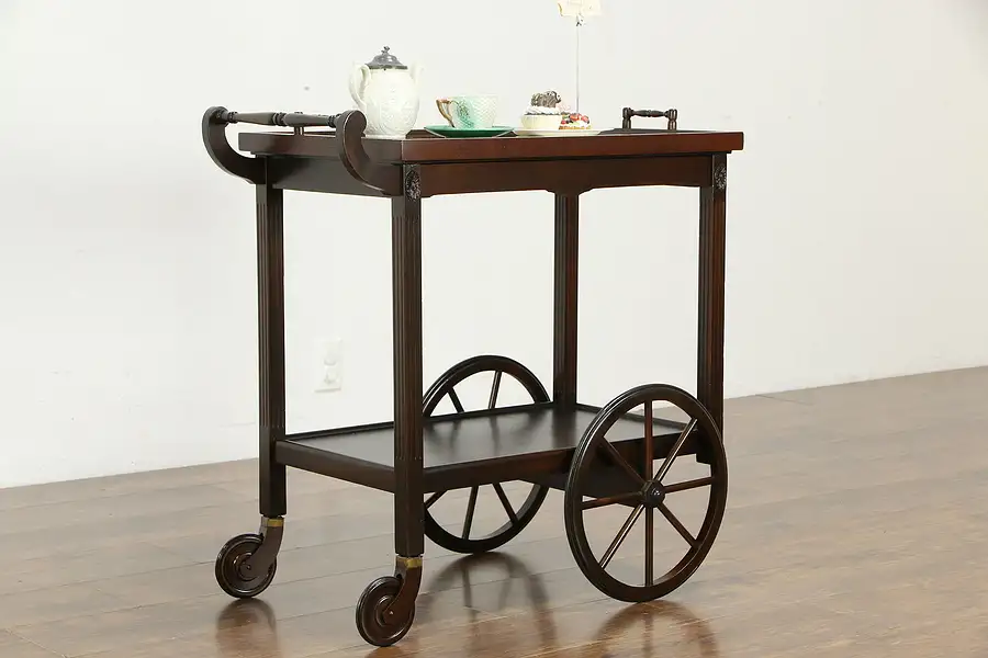 Main image of Mahogany Antique 1920 Rolling Bar or Tea Cart, Revell of Chicago