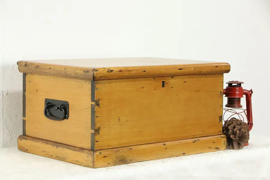 Main image of Country Pine Antique Small Trunk or Treasure Chest