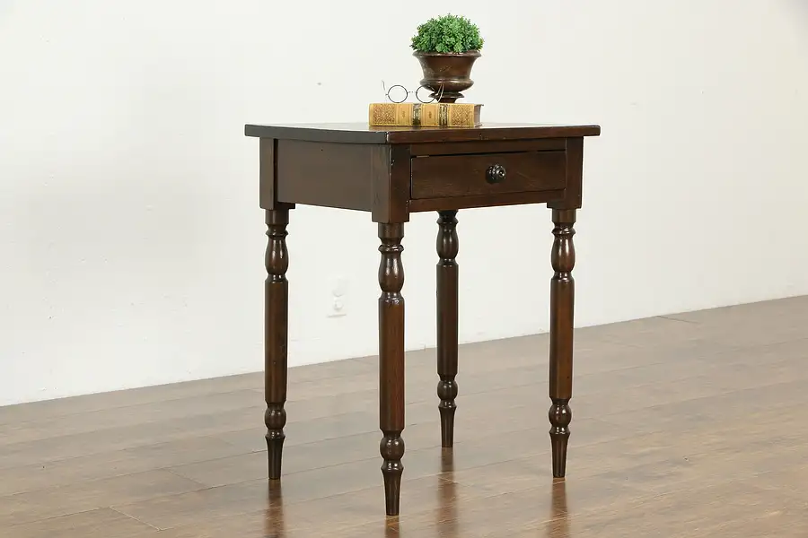 Main image of Walnut Antique 1840 Farmhouse Nightstand or End Table, Missouri