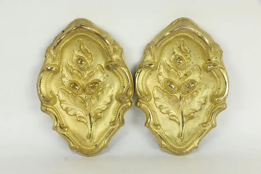 Main image of Pair of Victorian Antique Gold Plated Oak Leaf & Acorn Valance Fragments