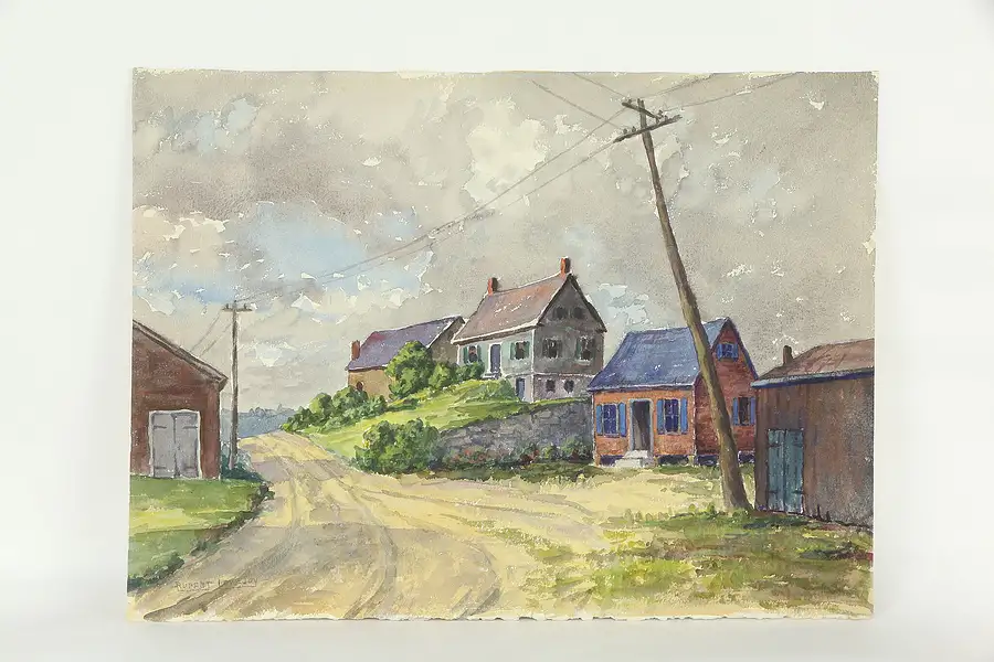 Main image of Street Scene with Houses Original Watercolor Painting, Rupert Lovejoy